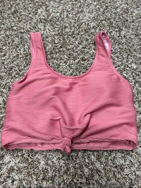Pink Ribbed Swim Traveler Top